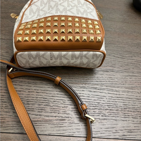 Michael Kors Beige and Brown Studded Backpack main image 11